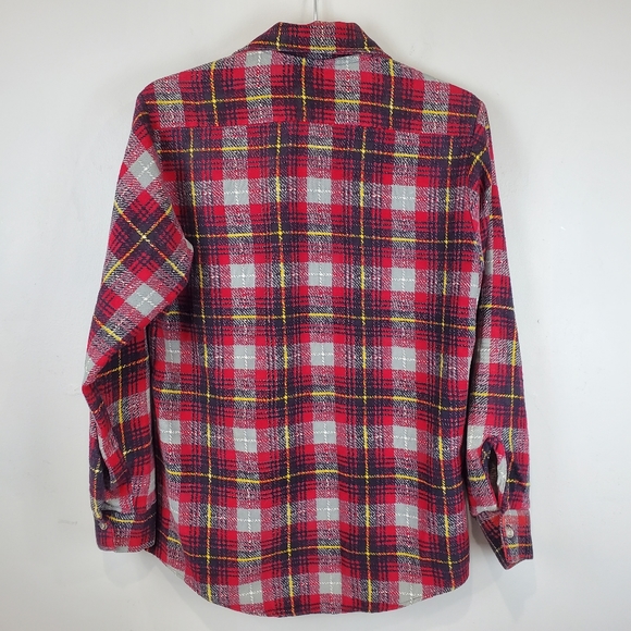 Vintage 1978 Prest Rite Red Plaid Flannel Button Up Shirt M Mens Pointed Collar! - Picture 5 of 14